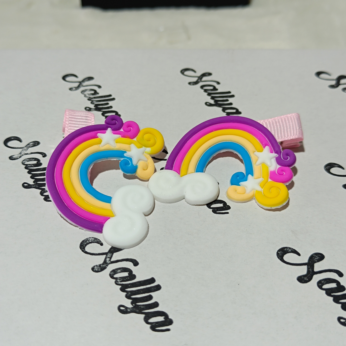 Barrettes x2 arc en ciel