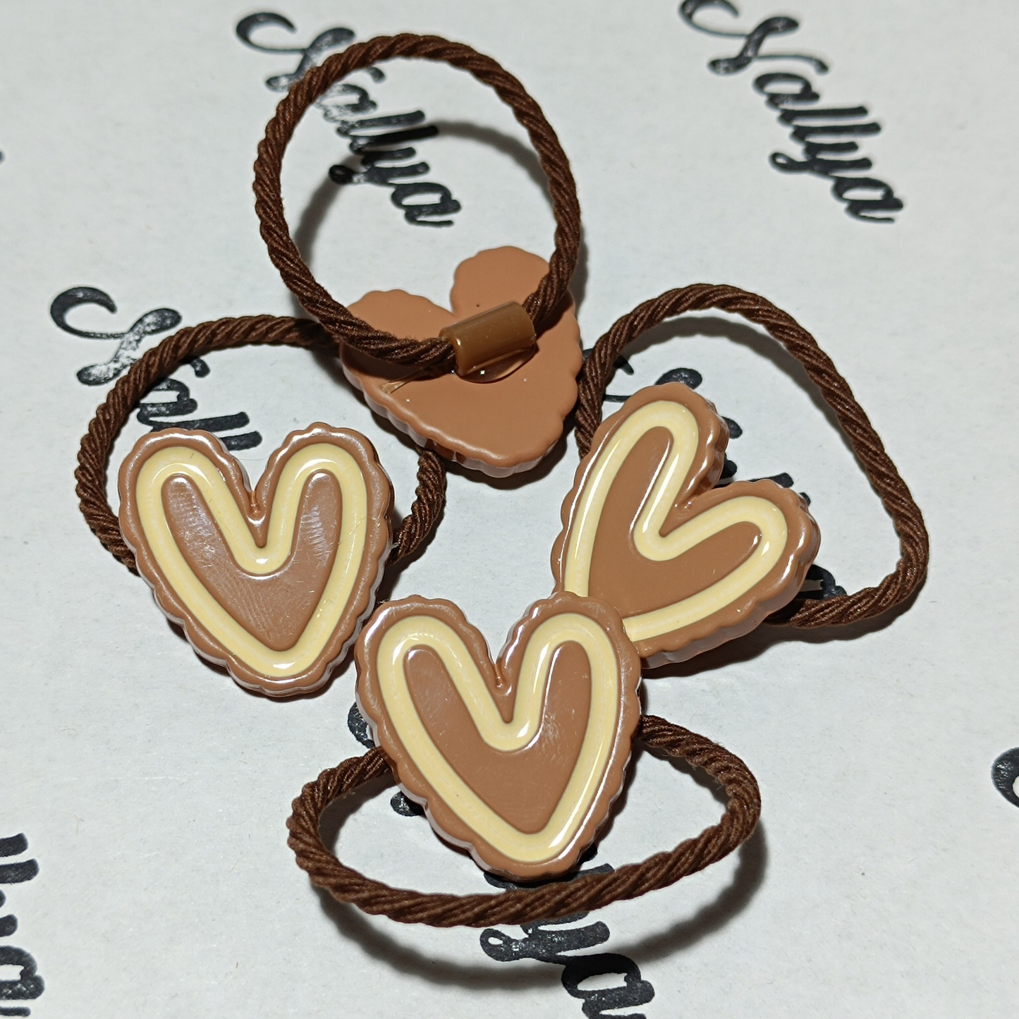 Élastique coeur marron