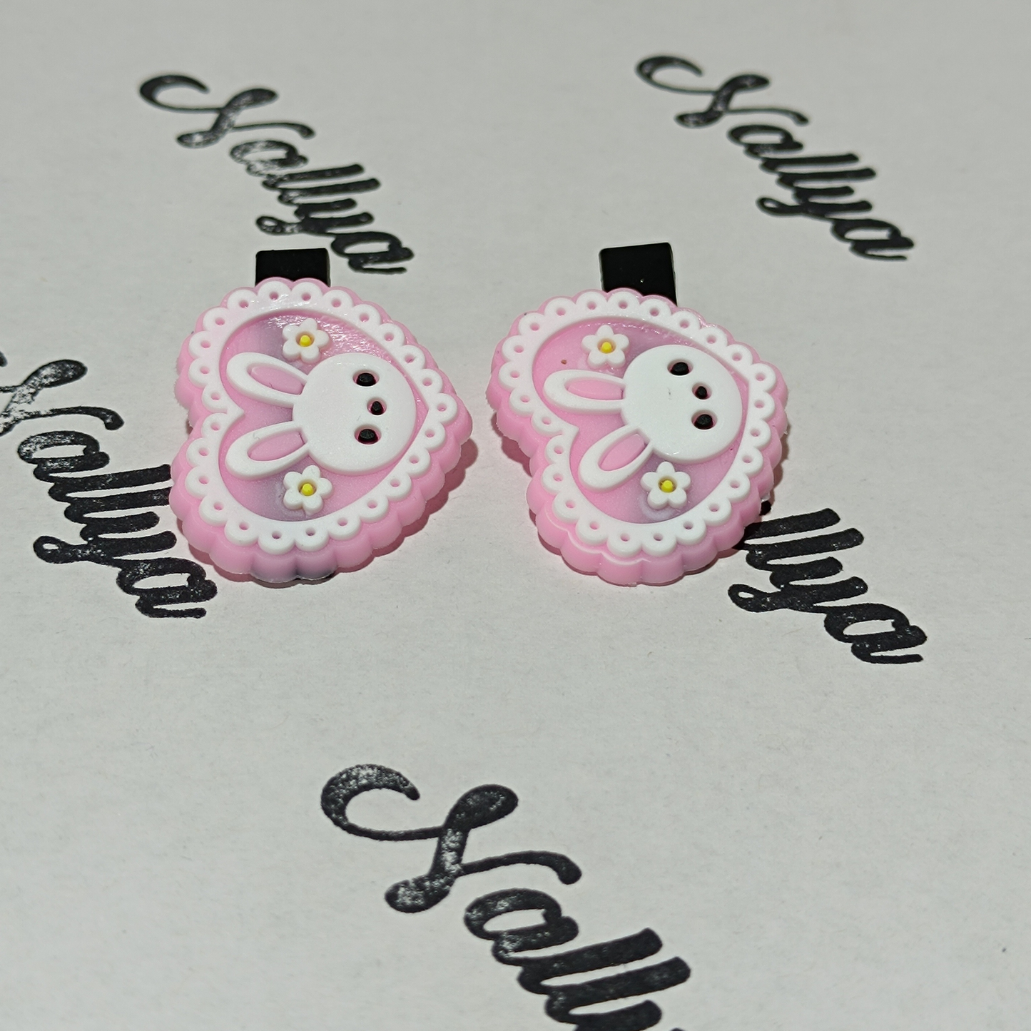 Barrettes x2 lapins cœur