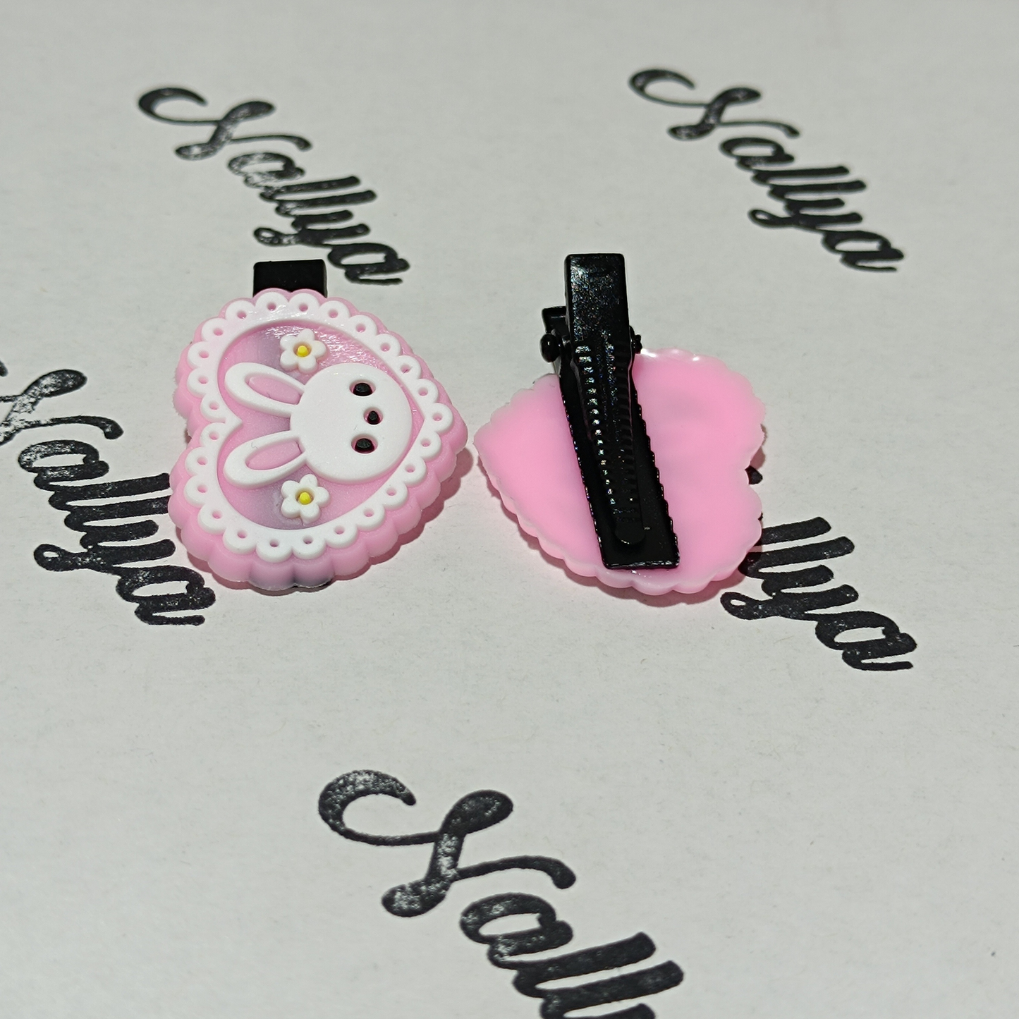 Barrettes x2 lapins cœur