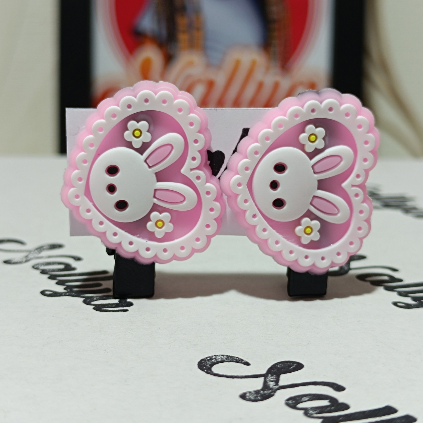 Barrettes x2 lapins cœur