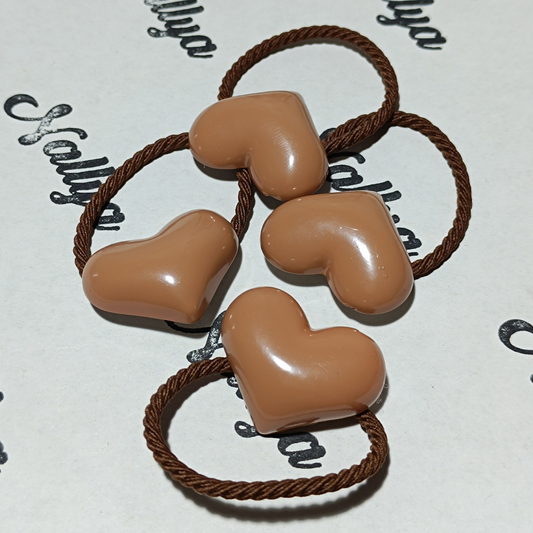 Élastique coeur marron