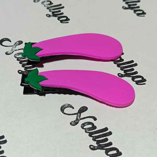 Barrettes x2 aubergine