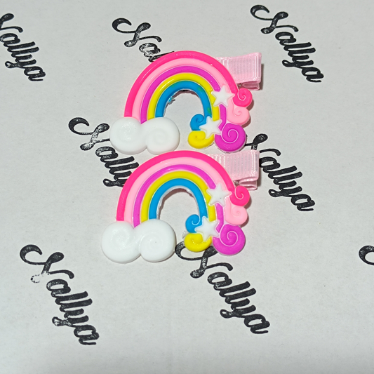 Barrettes x2 arc en ciel