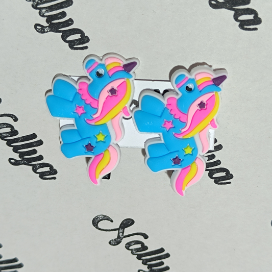 Barrettes x2 licorne bleu