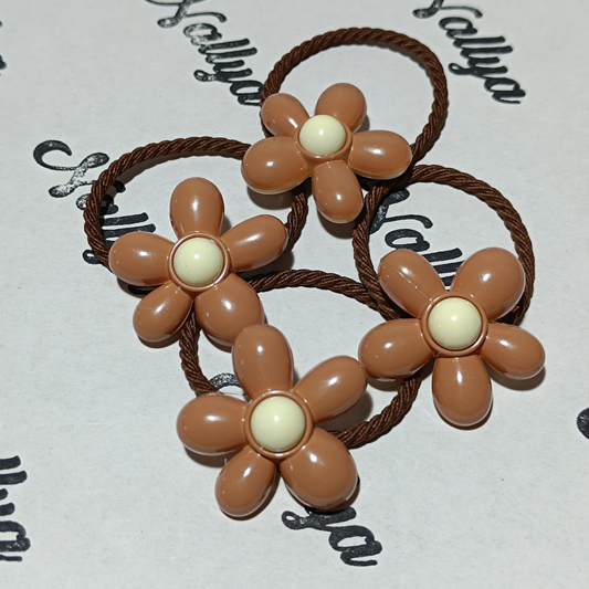 Élastique fleur marron