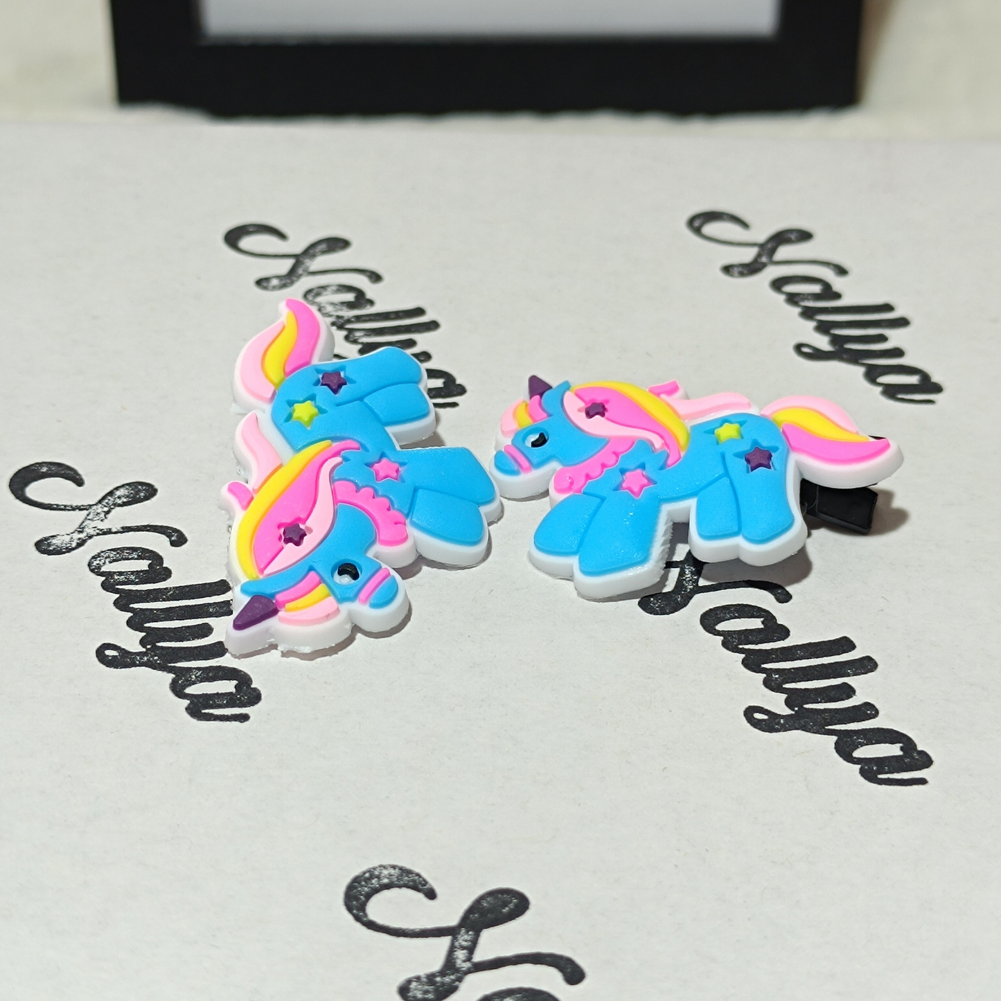 Barrettes x2 licorne bleu