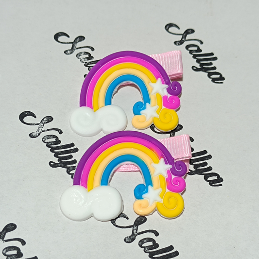 Barrettes x2 arc en ciel