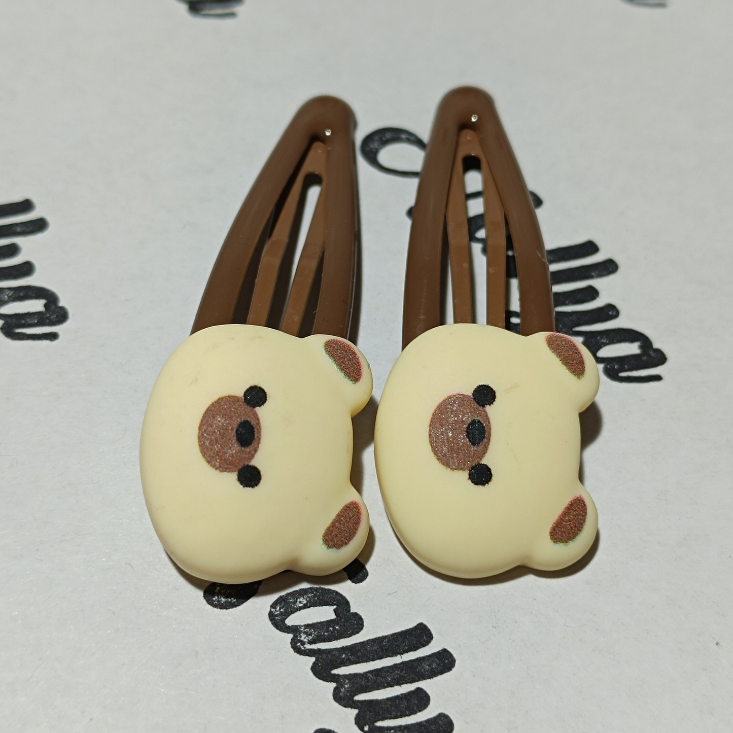 Barrette x2 ourson beige