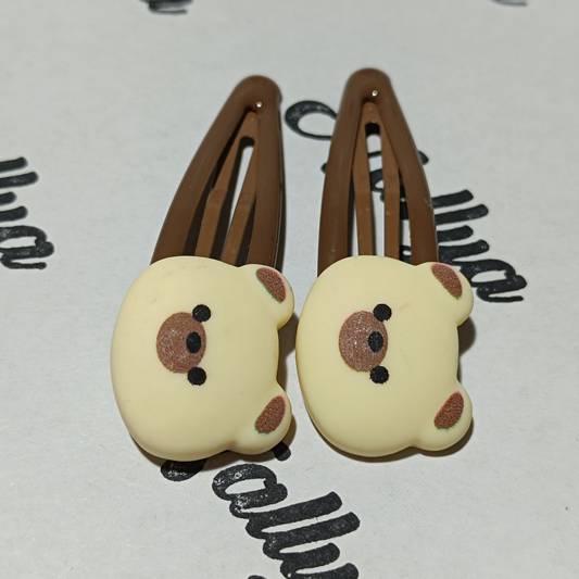 Barrette x2 ourson beige