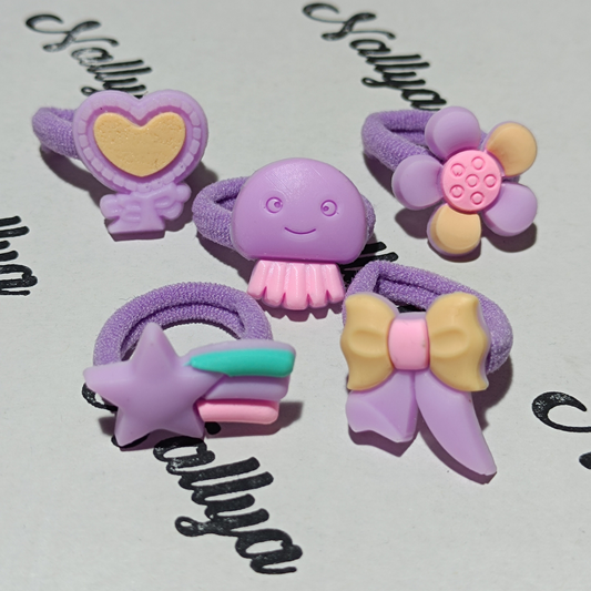 Lot de 10 mini chouchous violet