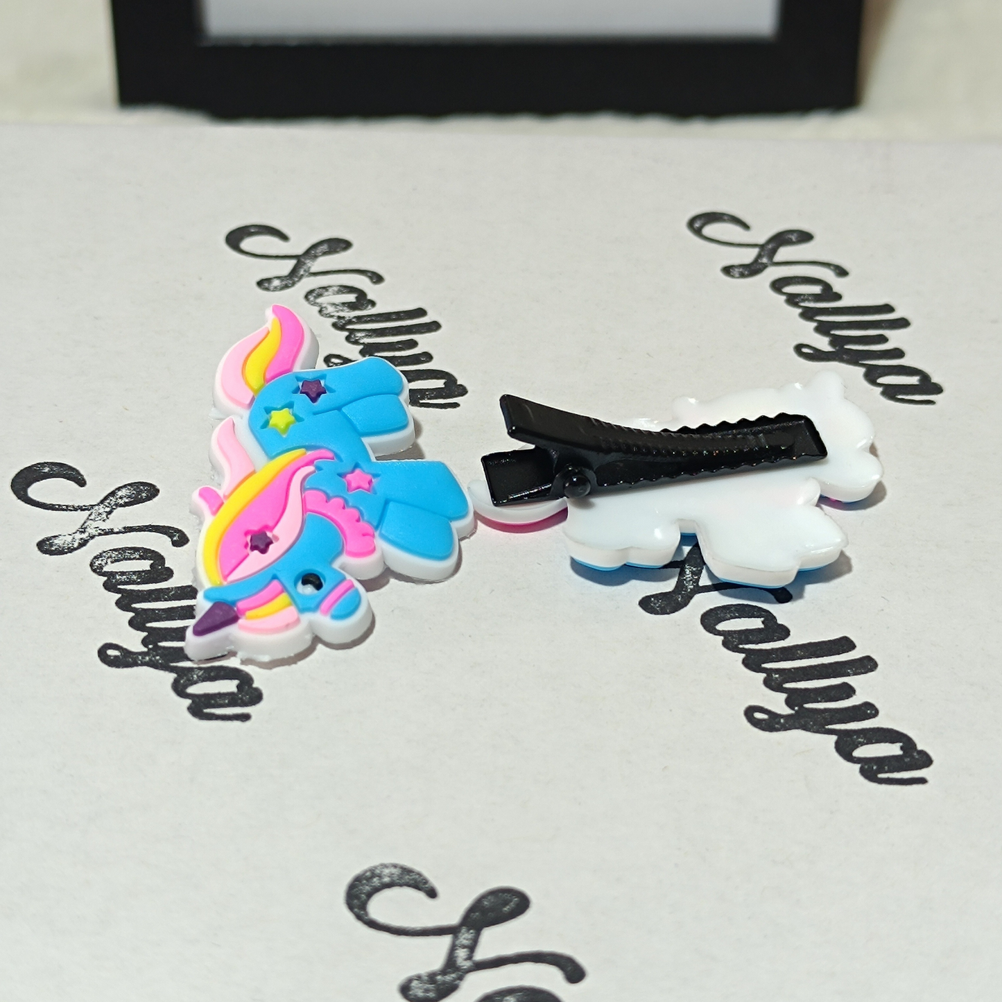 Barrettes x2 licorne bleu