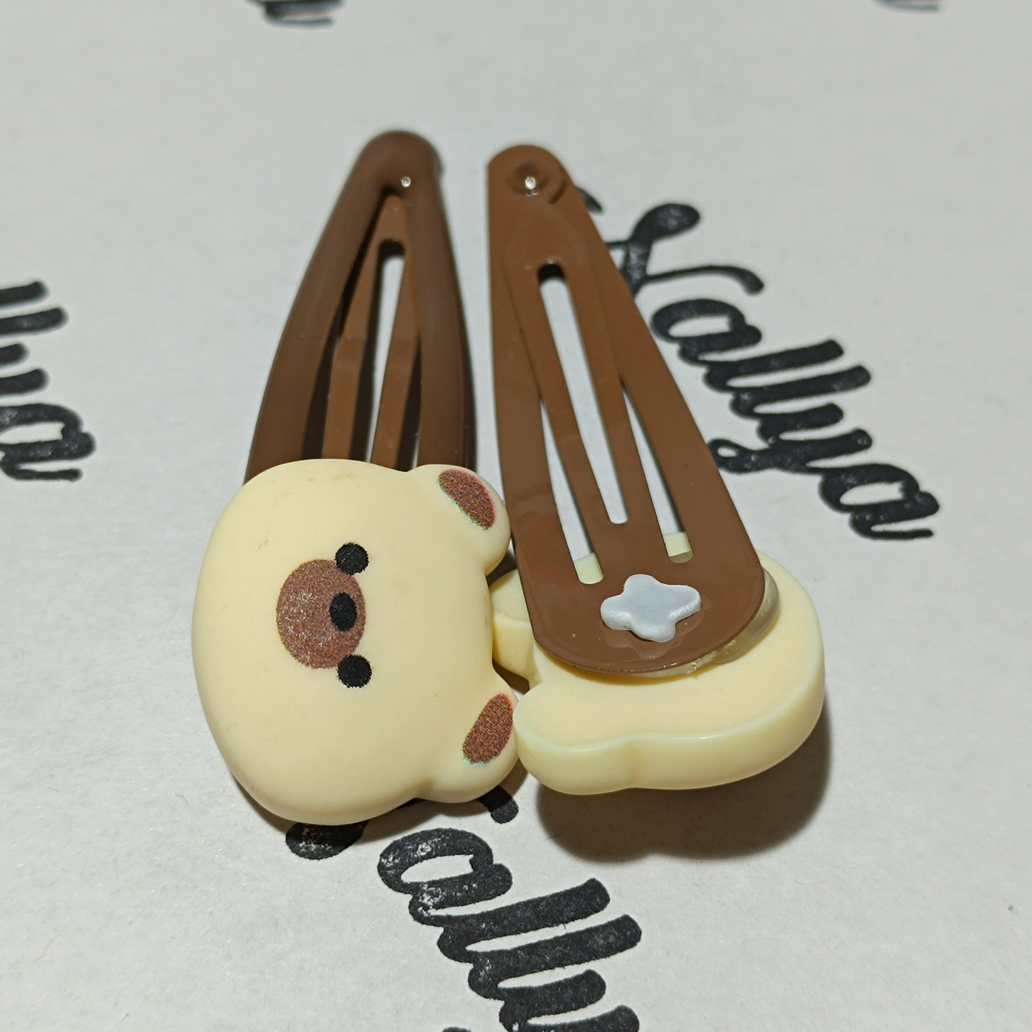 Barrette x2 ourson beige
