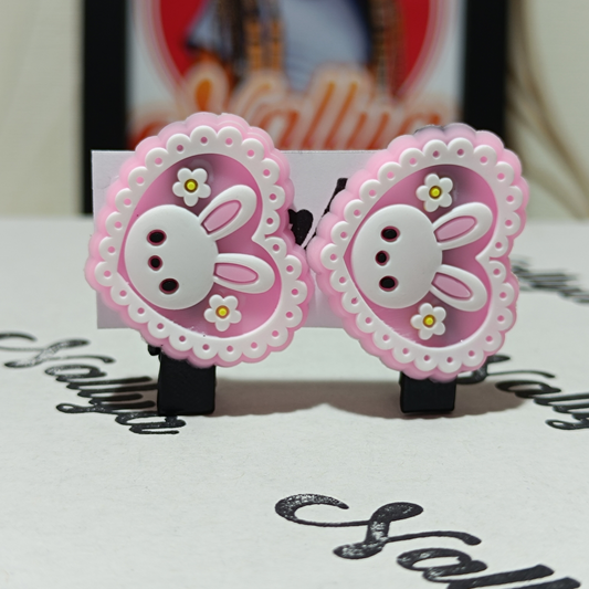 Barrettes x2 lapins cœur